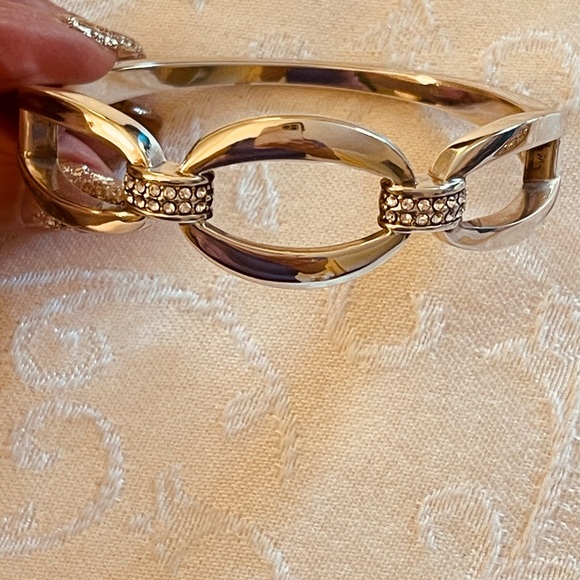 Two Sparkling Silver-Tone Rhinestone Magnetic Closure Bangle Bracelets - Picture 5 of 15